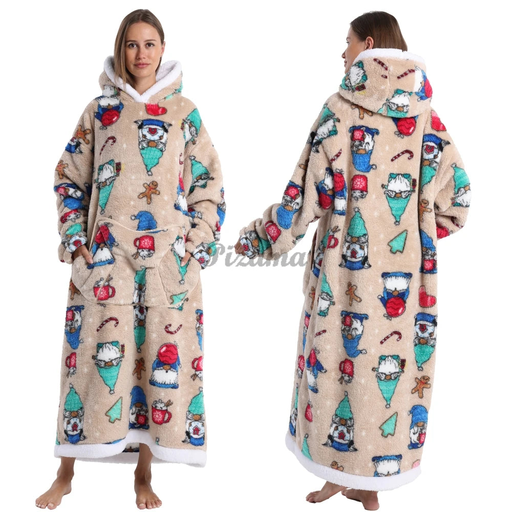 🌟 Adults' Oversized Hooded Blanket – Cosy Printed Wearable Blanket 🌟