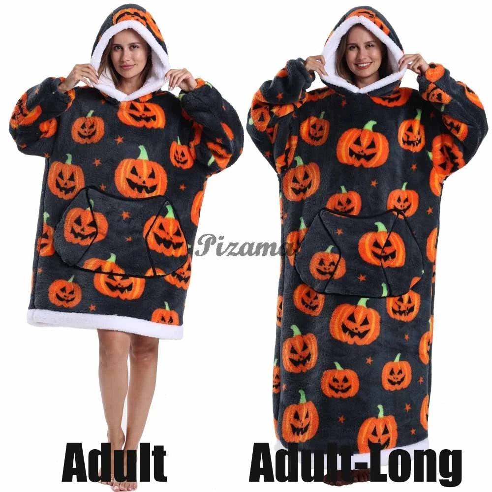 🌟 Adults' Oversized Hooded Blanket – Cosy Printed Wearable Blanket 🌟