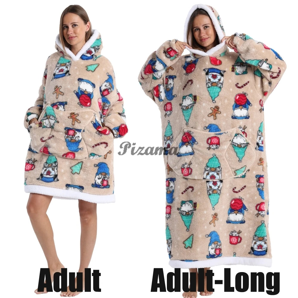 🌟 Adults' Oversized Hooded Blanket – Cosy Printed Wearable Blanket 🌟