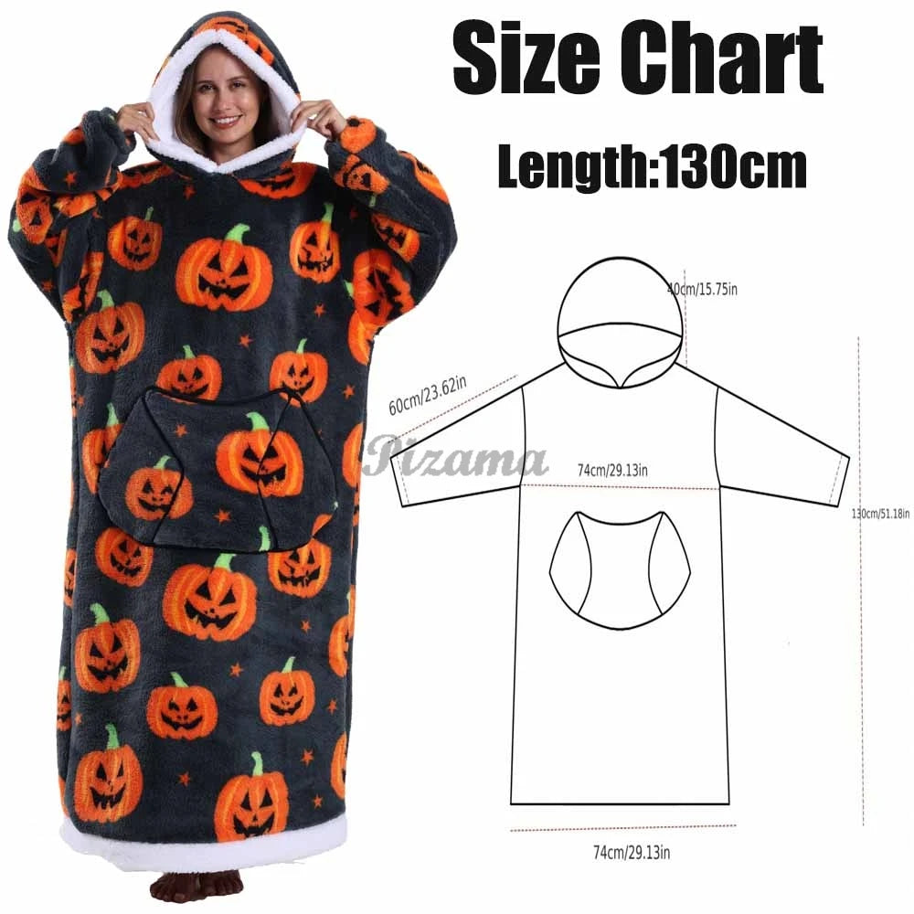 🌟 Adults' Oversized Hooded Blanket – Cosy Printed Wearable Blanket 🌟