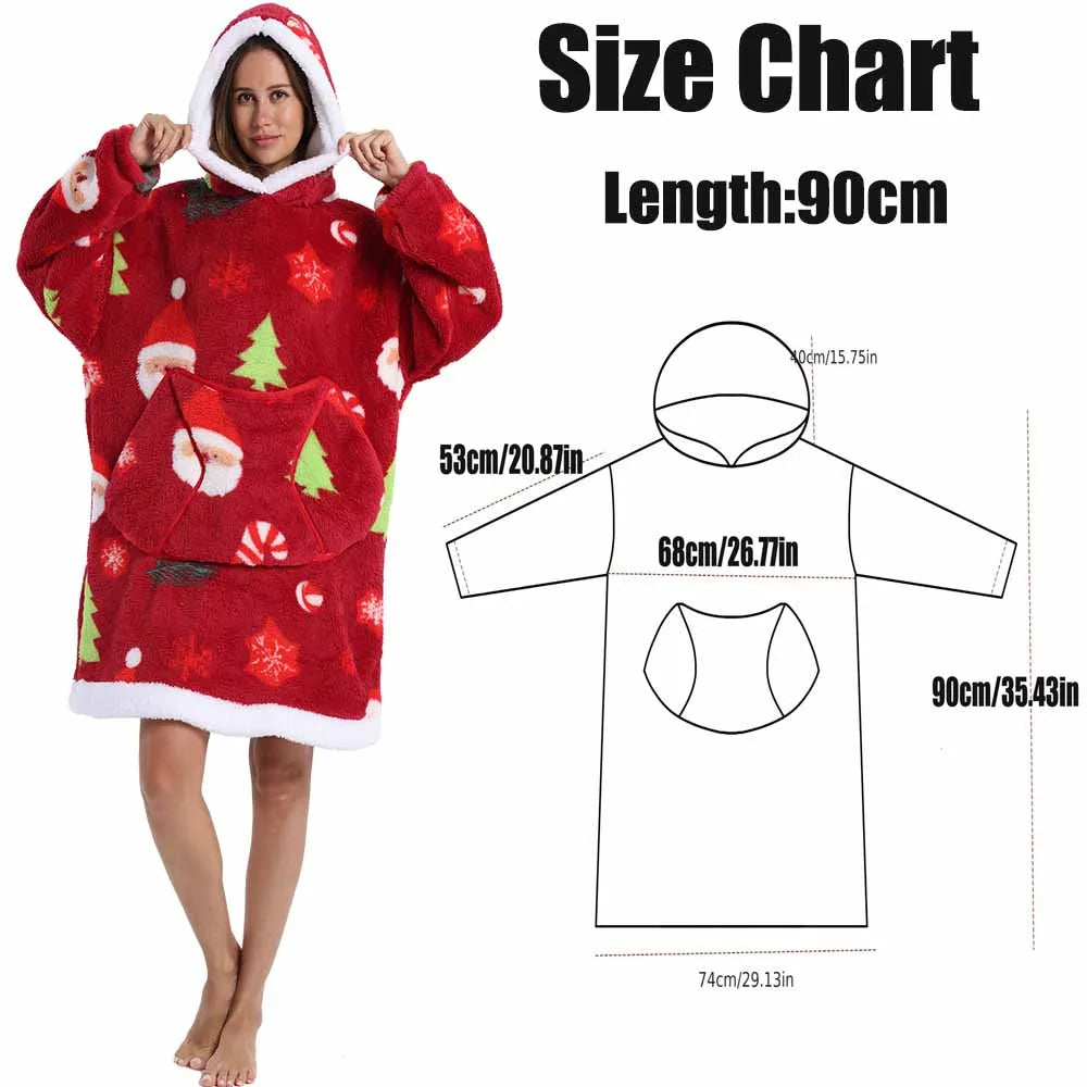 🌟 Adults' Oversized Hooded Blanket – Cosy Printed Wearable Blanket 🌟