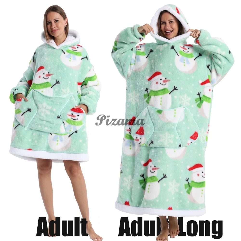 🌟 Adults' Oversized Hooded Blanket – Cosy Printed Wearable Blanket 🌟