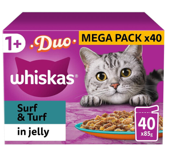 Whiskas Tasty Duo 1+ Surf and Turf in Jelly 40 x 85 g