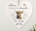 Personalised Highland Cow Hanging Heart Ornament