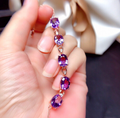 18k Rose Purple Crystal Amethyst Gemstones Diamonds Chain Bracelet
