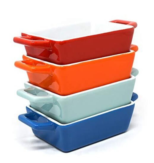 Set of 4 Mini Rectangle Ceramic Baking Dish
