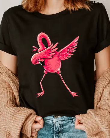 Flamingo Print Crew Neck T-shirt