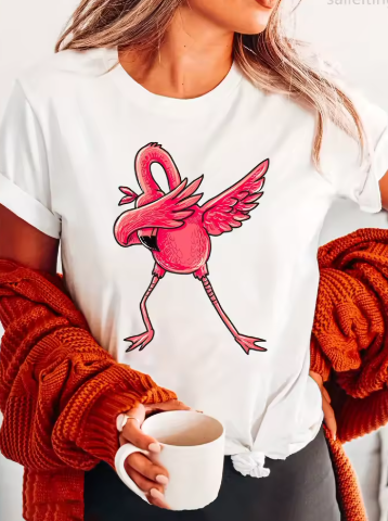Flamingo Print Crew Neck T-shirt