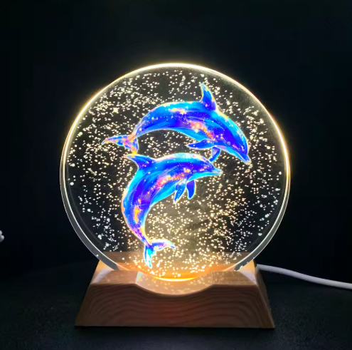 Love Dolphin Crystal LED Night Light