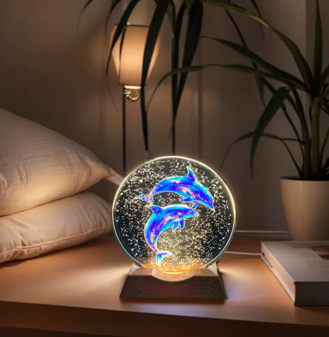 Love Dolphin Crystal LED Night Light