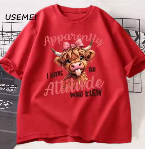 Highland Cow Funny Cows Printed Tshirt