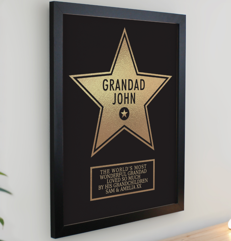 Personalised Star Award Black Poster Frame
