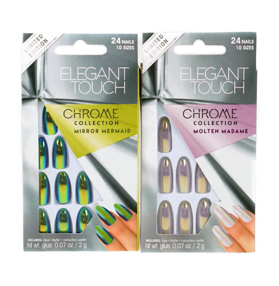 2 x Elegant Touch Chrome Collection False Nails
