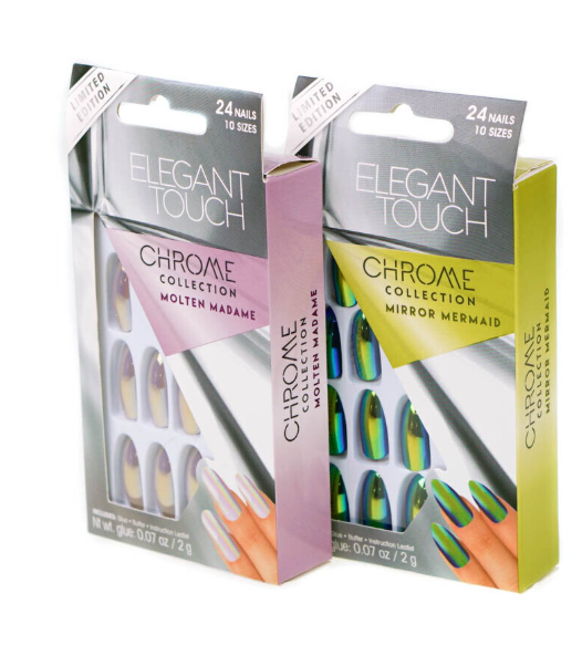 2 x Elegant Touch Chrome Collection False Nails