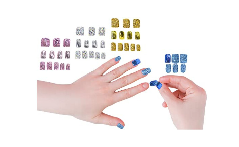 96 Pcs Glitter-Glam up & Metallic Press-On Nails