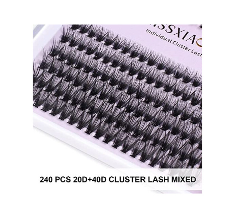 Cluster Eyelashes Extensions Kit, 240 Pcs 20D+40D 9-14mm