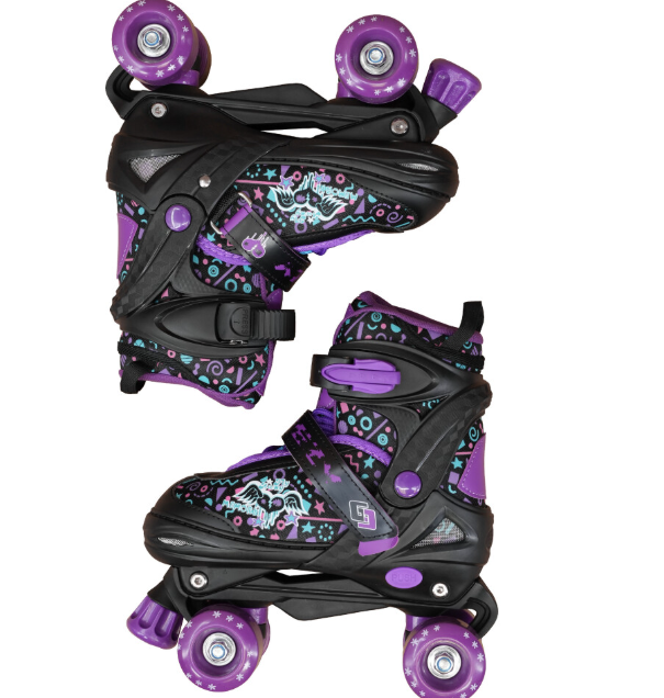 (Purple Small UK 11-1) GEEZY Kids' Adjustable 4-Wheel Roller Skates