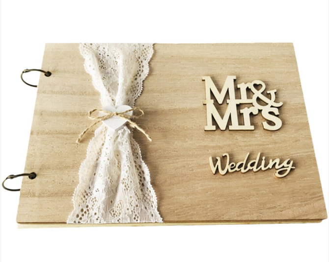 Wooden Wedding Guest Book Book