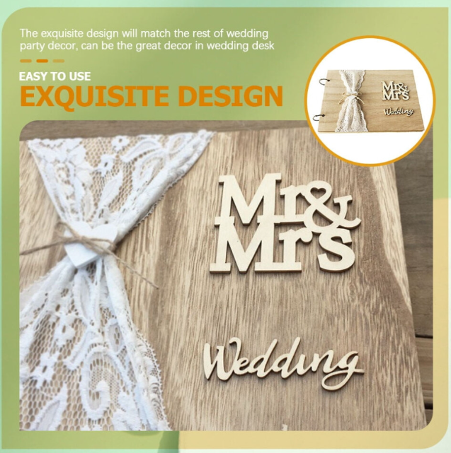 Wooden Wedding Guest Book Book