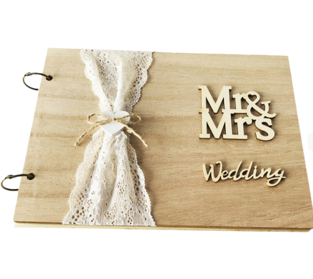 Wooden Wedding Guest Book Book
