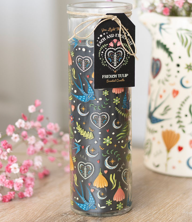 Midnight Bloom Print French Tulip Tube Candle