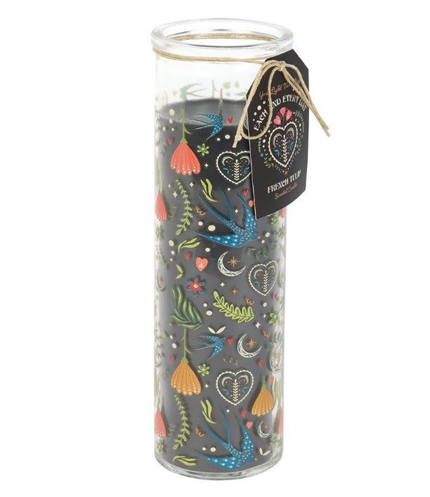 Midnight Bloom Print French Tulip Tube Candle