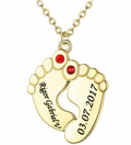 Footprint Pendant Necklace Personalized With Birth Stone