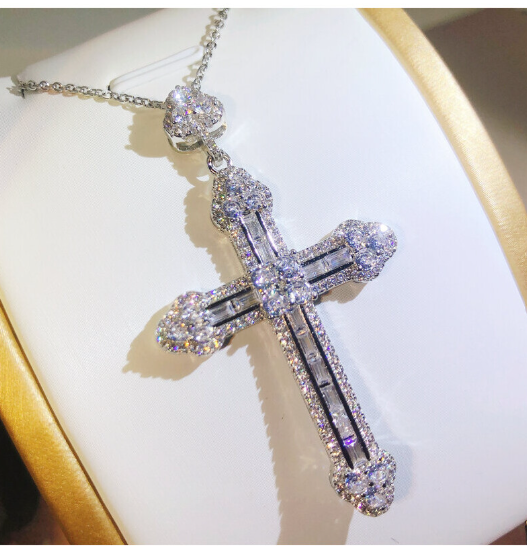 925 Sterling Silver Cross Pendants Necklace