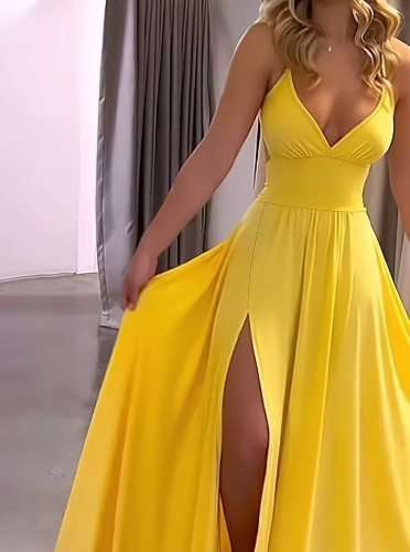 Sexy Slit Lace Up Backless Camisole Dress