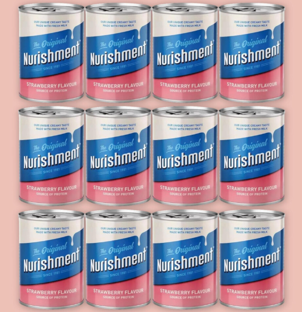 Nourishment Strawberry Flavoured Protein Drink – 12 x 400g Cans