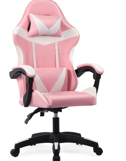 Pink Ergonomic Gaming Chair w/ Lumbar & Headrest