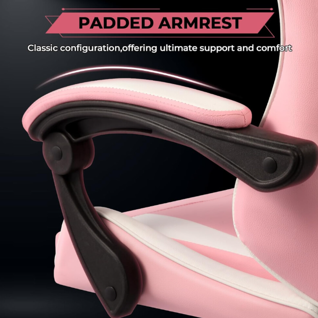 Pink Ergonomic Gaming Chair w/ Lumbar & Headrest