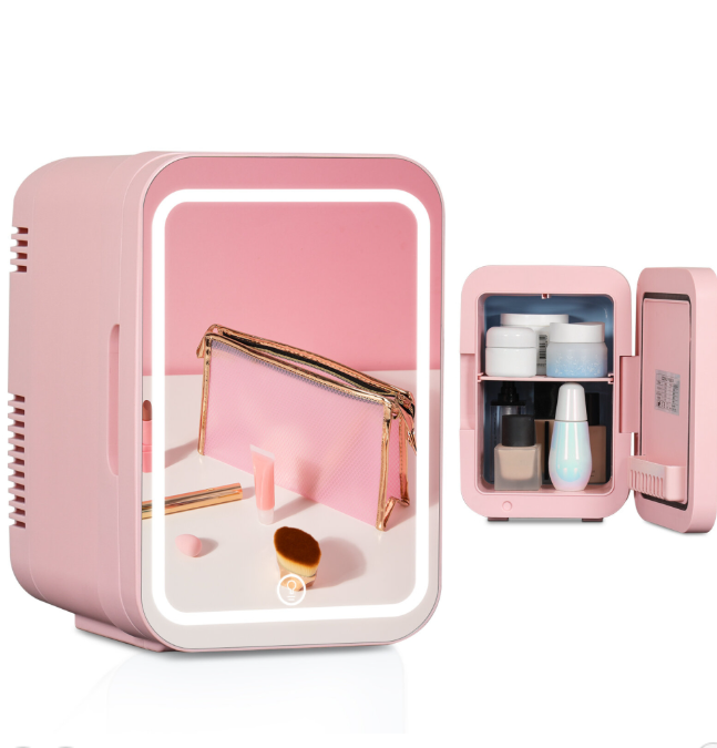(4L Pink) LED Mirror Mini Fridge