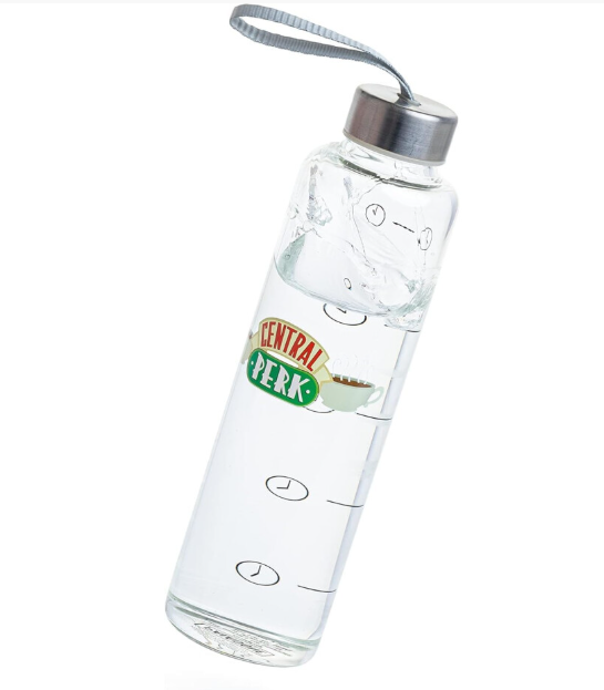 Friends TV Show Glass Water Bottle with Time Markers