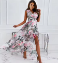 Women's Long Skirt with Butterfly Knot Print Chiffon Dress