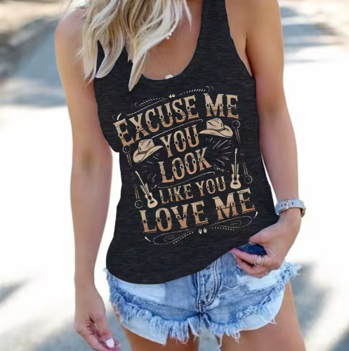 "Excuse Me You Look Like You Love Me" American Western Style Women's Vest