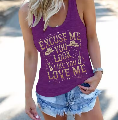 "Excuse Me You Look Like You Love Me" American Western Style Women's Vest