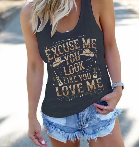 "Excuse Me You Look Like You Love Me" American Western Style Women's Vest