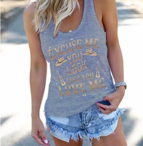"Excuse Me You Look Like You Love Me" American Western Style Women's Vest