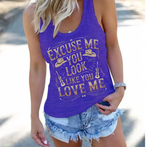 "Excuse Me You Look Like You Love Me" American Western Style Women's Vest