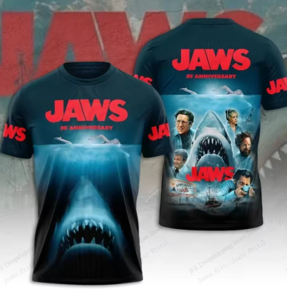 3D Print Sports Quick-dry Breathable Men T-shirt Movie Jaws