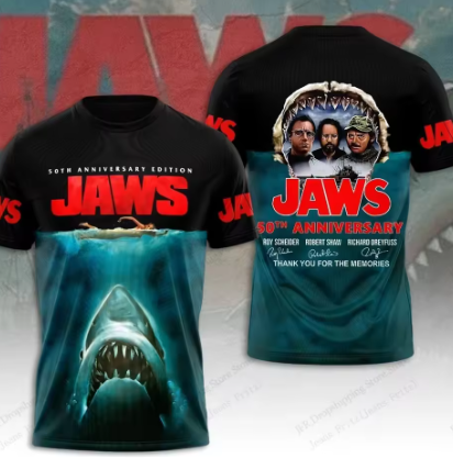 3D Print Sports Quick-dry Breathable Men T-shirt Movie Jaws
