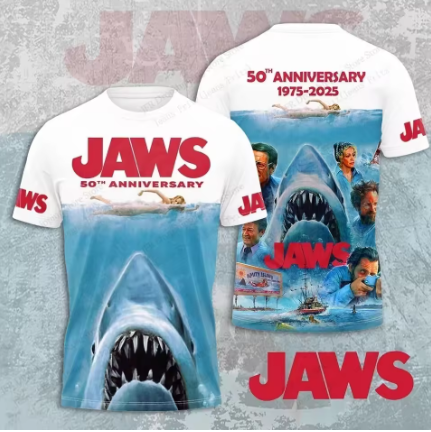 3D Print Sports Quick-dry Breathable Men T-shirt Movie Jaws