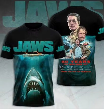 3D Print Sports Quick-dry Breathable Men T-shirt Movie Jaws