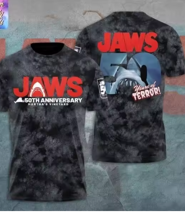 3D Print Sports Quick-dry Breathable Men T-shirt Movie Jaws