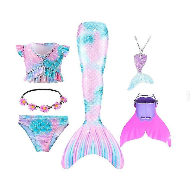 6PCS with fins4) Summer Girl Mermaid Tail With Monofin