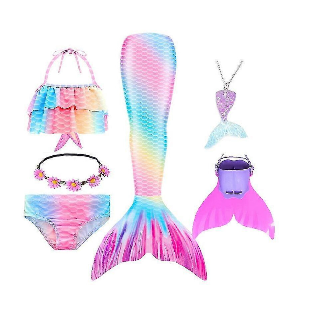 6PCS with fins4) Summer Girl Mermaid Tail With Monofin