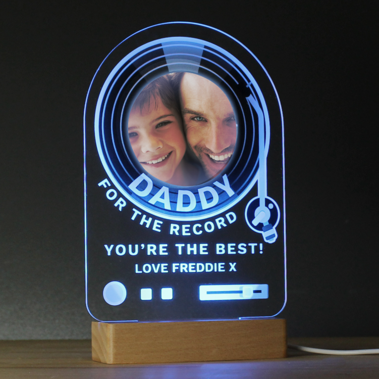 Personalised Record Photo Upload Wooden Based LED Light