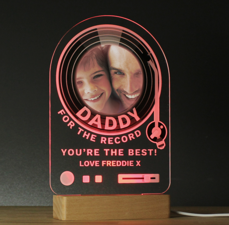 Personalised Record Photo Upload Wooden Based LED Light
