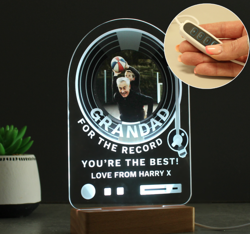 Personalised Record Photo Upload Wooden Based LED Light
